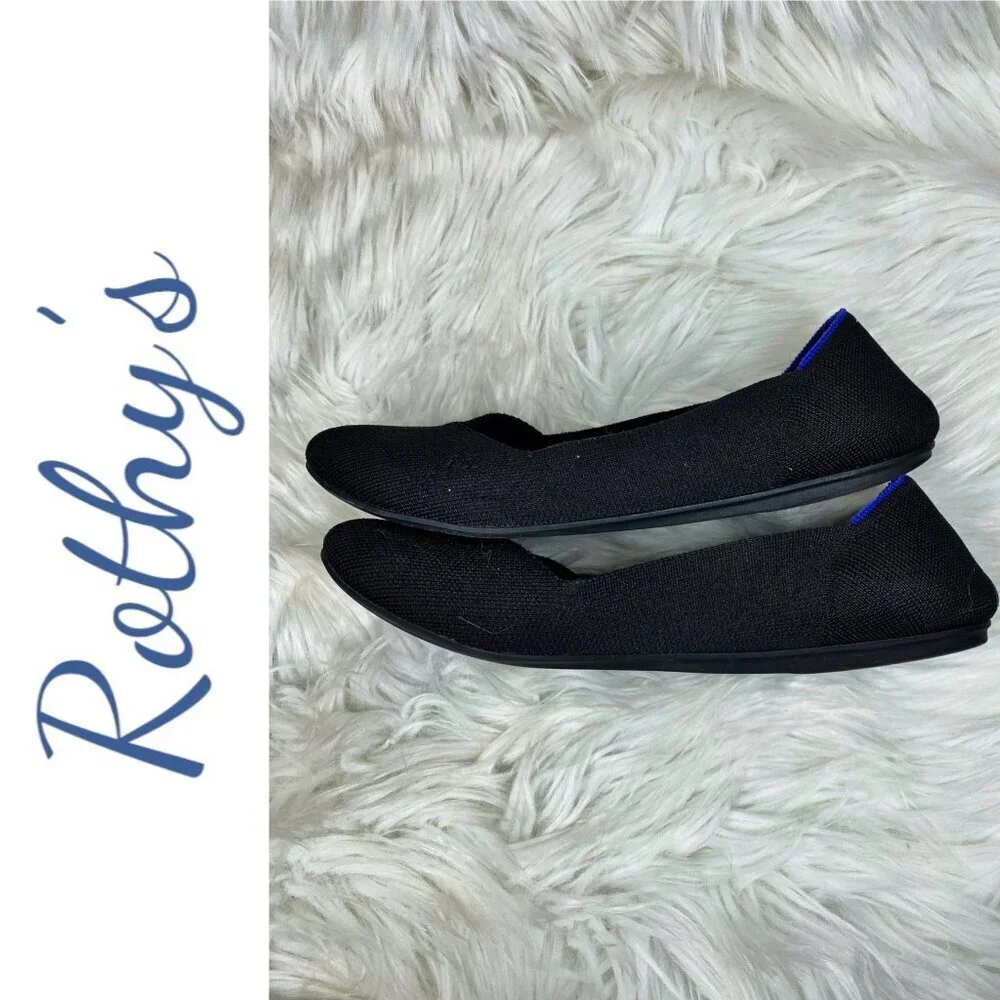 ROTHY’S THE FLAT BLACK ROUND TOE SLIP ON‎ LOAFER FLAT, SIZE 10